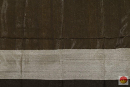 Handwoven Linen Saree - Silver Zari - PL 253 - Archives - Linen Sari - Panjavarnam