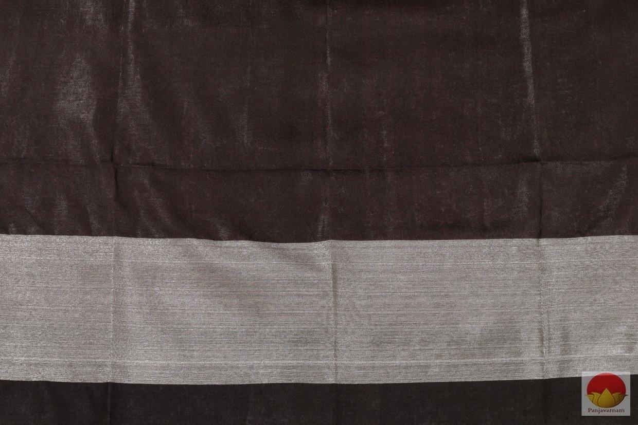 Handwoven Linen Saree - Silver Zari - PL 256 - Archives - Linen Sari - Panjavarnam