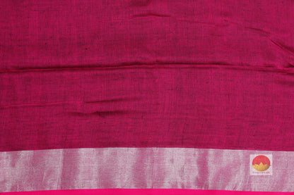 Handwoven Linen Saree - Silver Zari - PL 89 - Archives - Linen Sari - Panjavarnam
