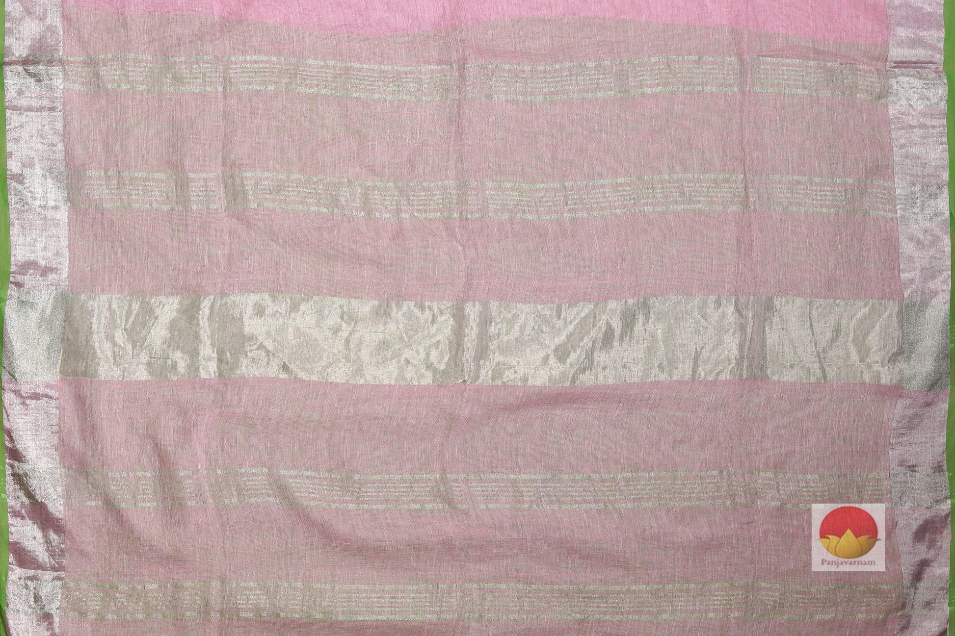 Handwoven Linen Saree - Silver Zari - PL 92 Archives - Linen Sari - Panjavarnam