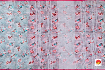 Handwoven Linen Sari - Digital Print - PL 1092 - Linen Sari - Panjavarnam