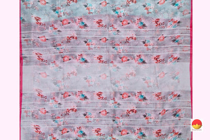 Handwoven Linen Sari - Digital Print - PL 1092 - Linen Sari - Panjavarnam