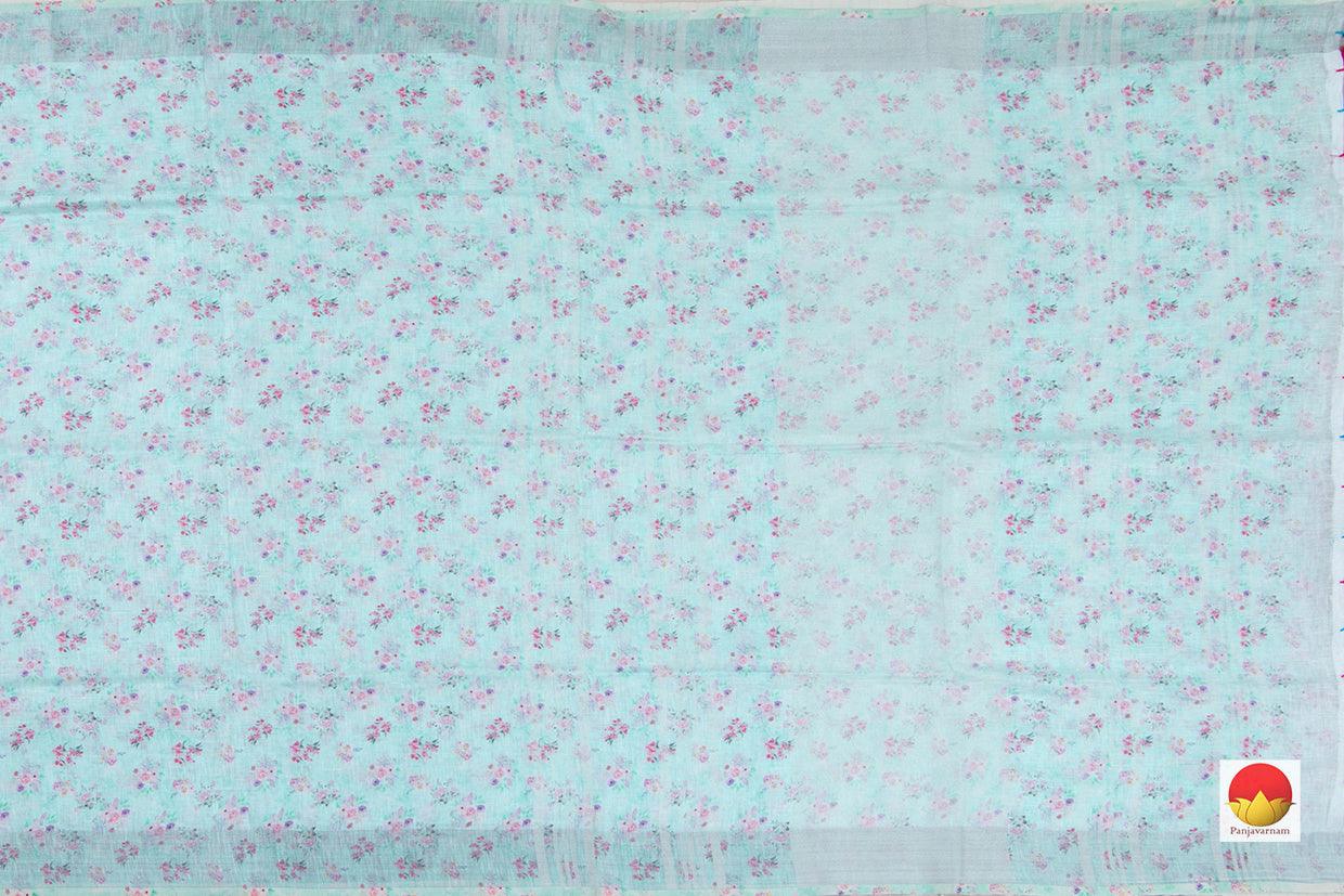 Handwoven Linen Sari - Digital Print - PL 1094 - Saris & Lehengas - Panjavarnam