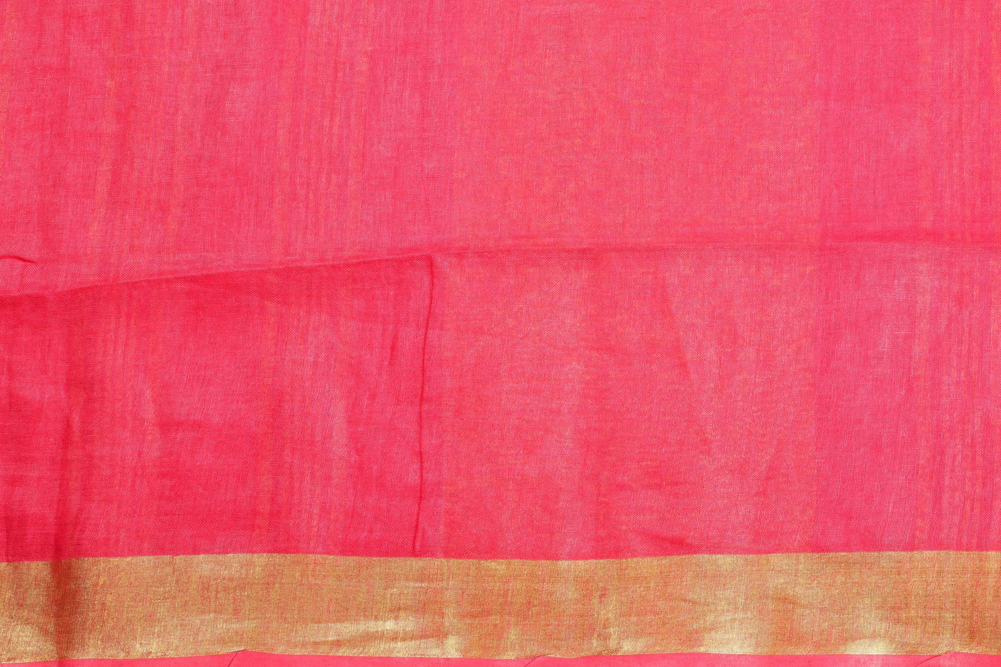 Handwoven Linen Sari - Gold Zari - PL 82 - Linen Sari - Panjavarnam