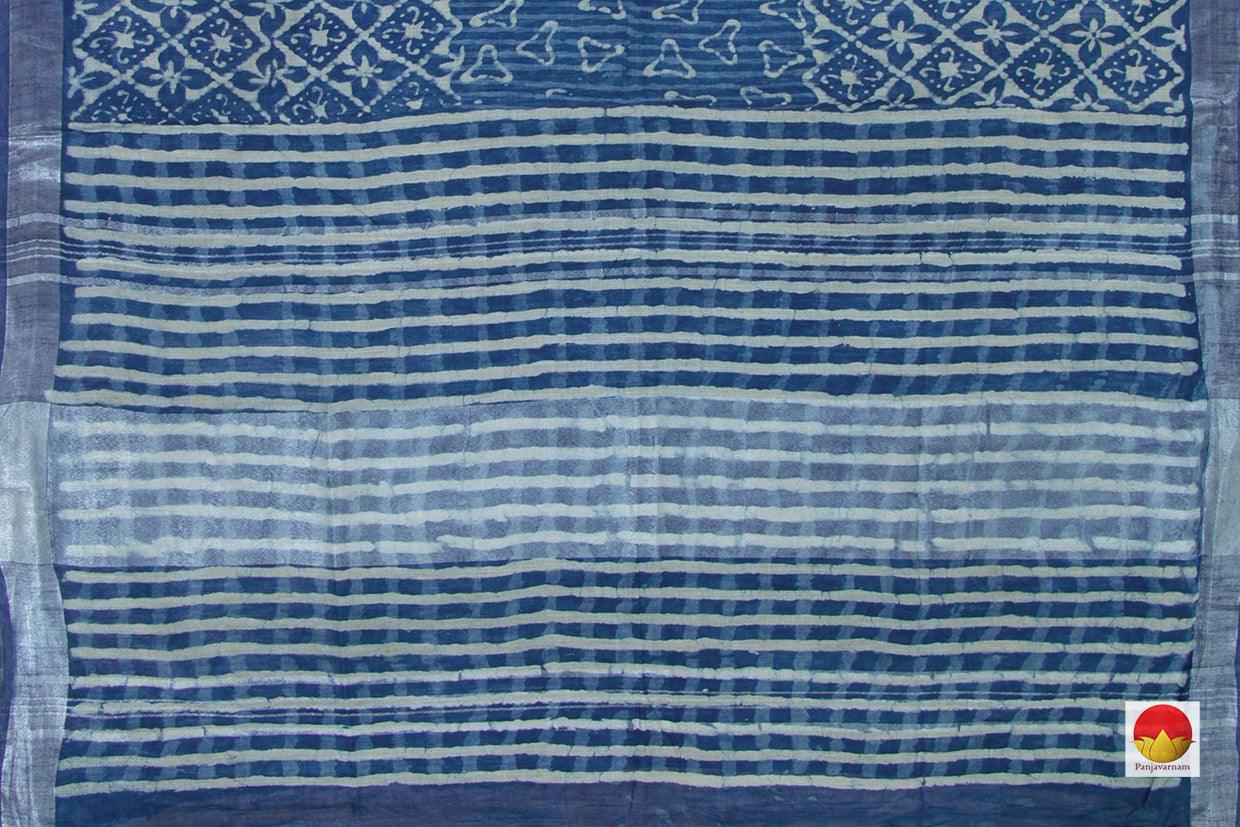 Handwoven Linen Sari - PL 2001 - Linen Sari - Panjavarnam