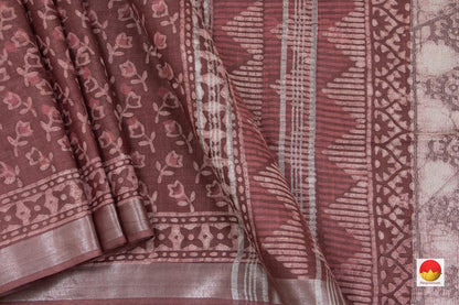 Handwoven Linen Sari - PL 2003 - Linen Sari - Panjavarnam