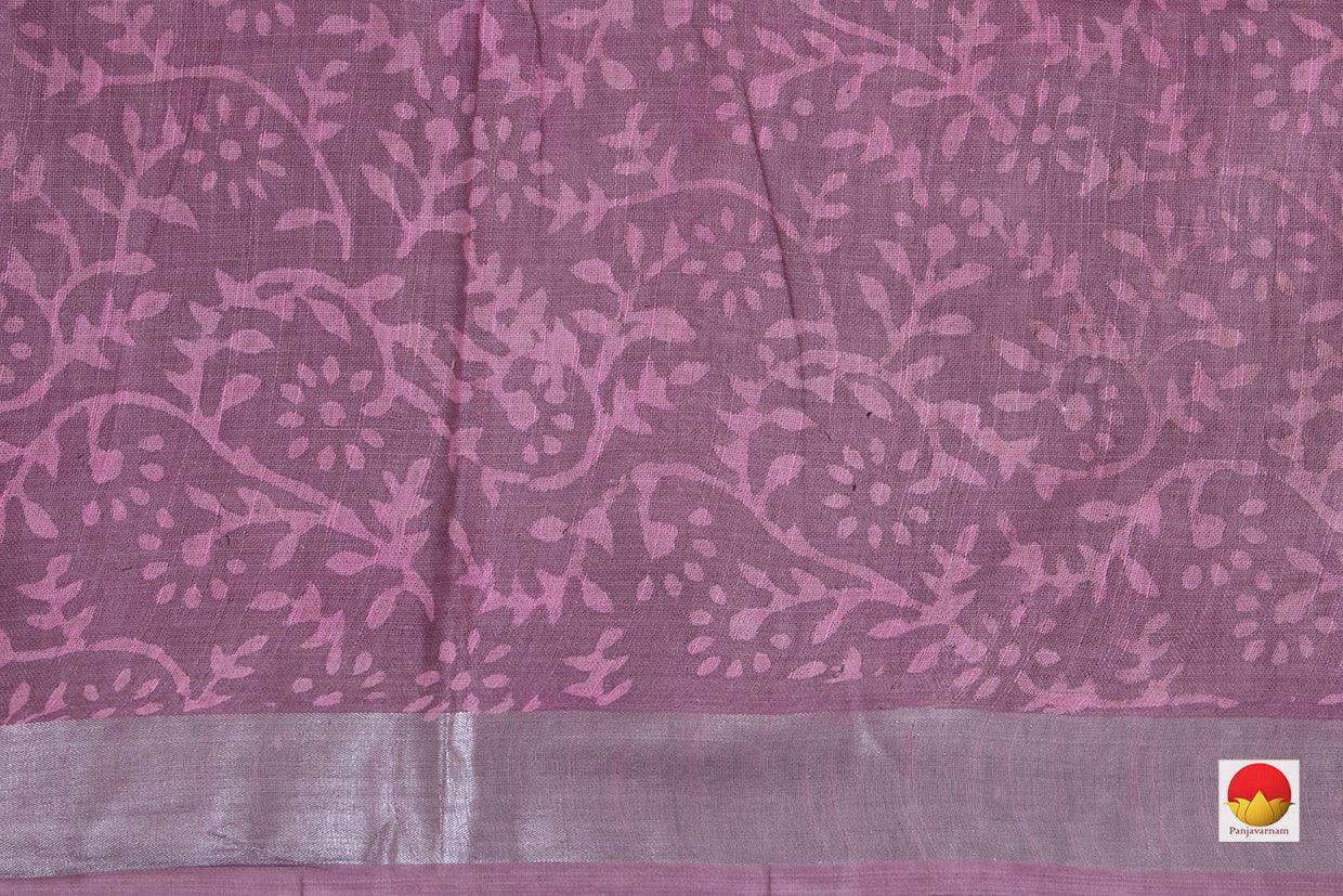 Handwoven Linen Sari - PL 2005 - Linen Sari - Panjavarnam