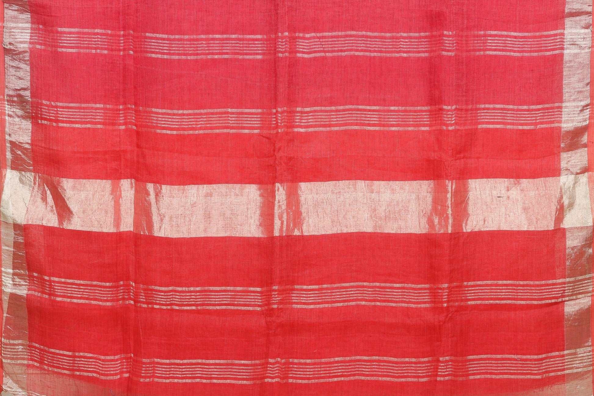 Handwoven Linen Sari - Silver Zari - PL 42 - Linen Sari - Panjavarnam