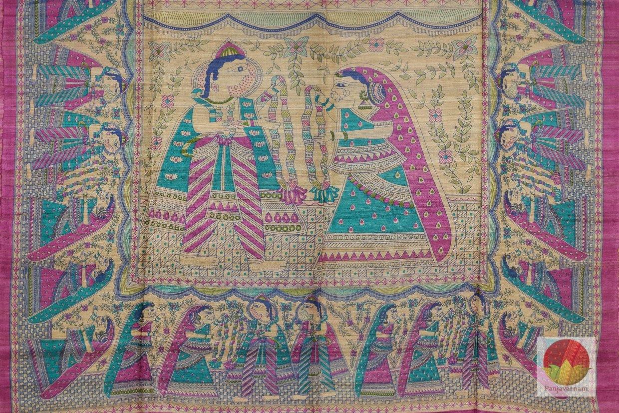 Handwoven Madhubani Tussar Silk Saree - PT 287 - Archives - Tussar Silk - Panjavarnam
