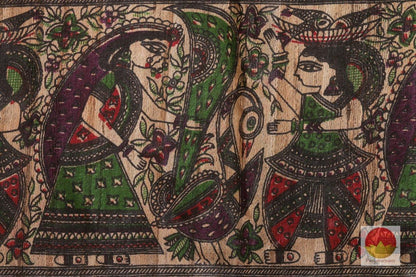Handwoven Madhubani Tussar Silk Saree - PT 288 - Archives - Tussar Silk - Panjavarnam
