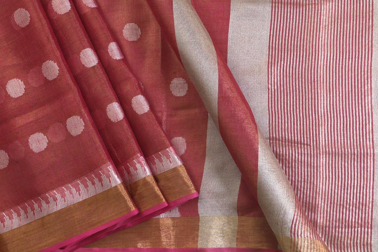 Handwoven Tissue By Linen Saree - Gold Zari - PL 906 - Archives - Linen Sari - Panjavarnam