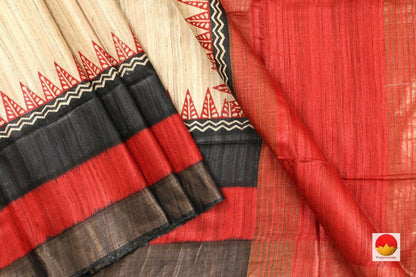 Handwoven Tussar Silk Saree - PT 507 - Archives - Tussar Silk - Panjavarnam