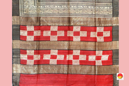 Handwoven Tussar Silk Saree - PT 525 - Archives - Tussar Silk - Panjavarnam