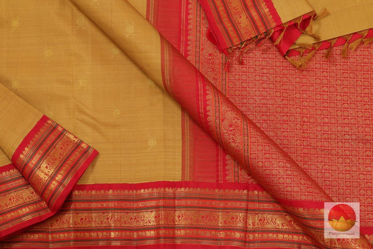 Honey Yellow & Red - Handwoven Pure Silk Kanjivaram Saree - Pure Zari - PV J 999 Archives - Silk Sari - Panjavarnam