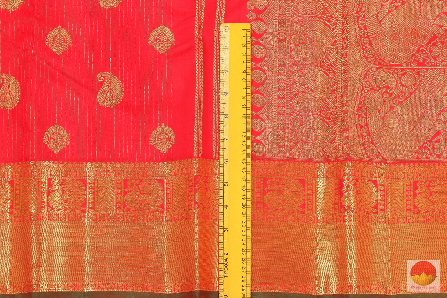 Imperial Red - Handwoven Pure Silk Kanjivaram Saree - Pure Zari - PV G 1968 - Archives - Silk Sari - Panjavarnam