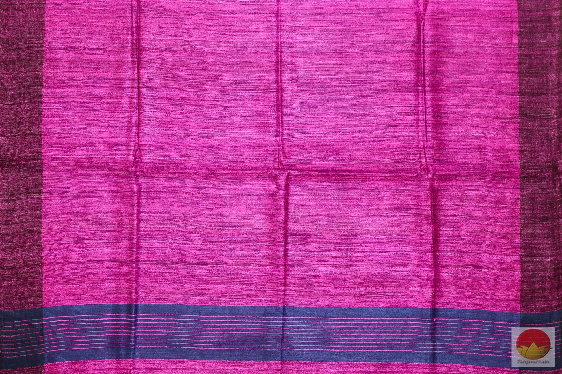 Indigo Blue and Magenta - Handwoven Linen Saree - PL 200 Archives - Linen Sari - Panjavarnam