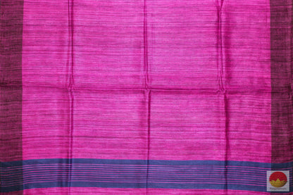Indigo Blue and Magenta - Handwoven Linen Saree - PL 200 Archives - Linen Sari - Panjavarnam