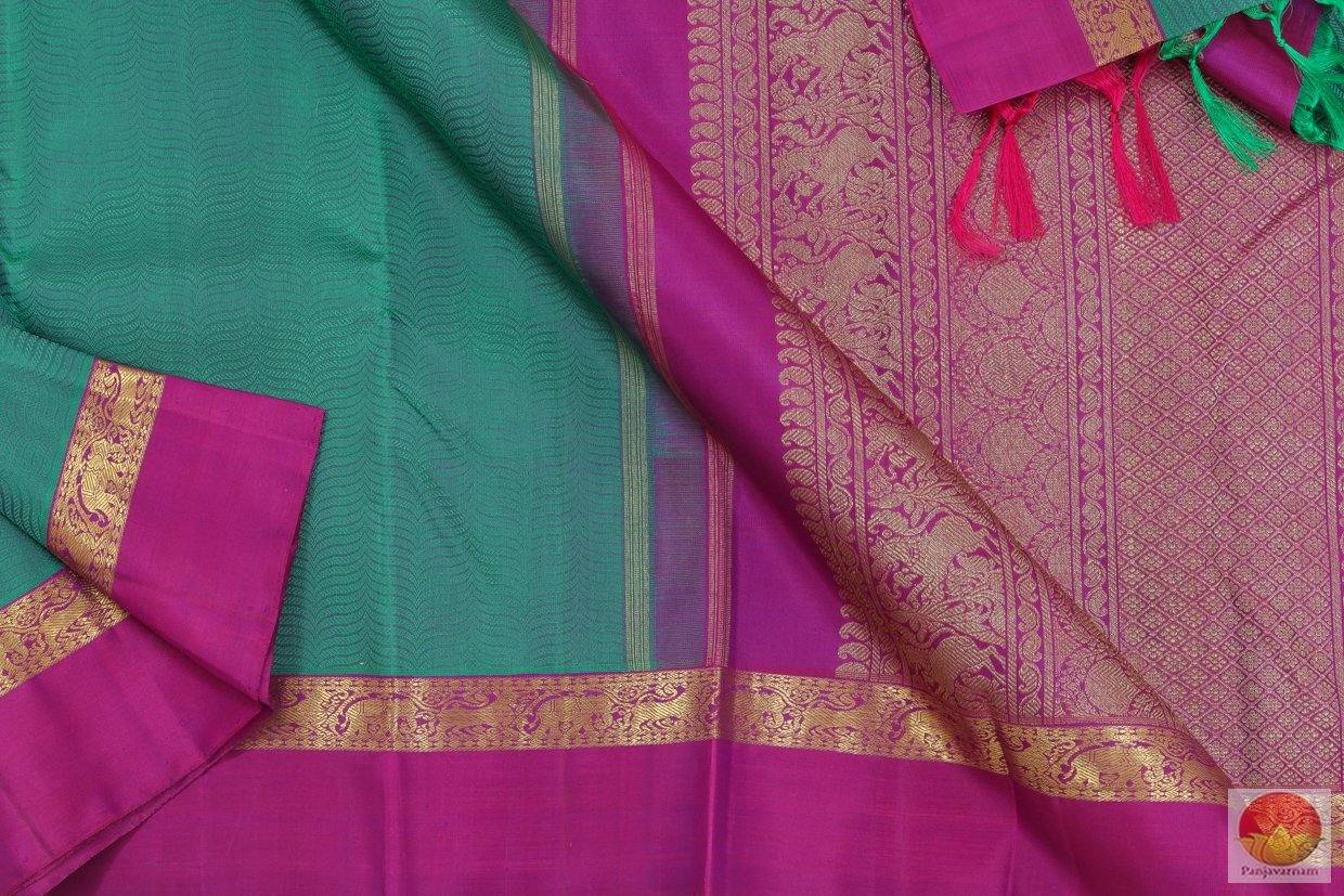 Jade Green & Magenta - Kanchipuram Silk Saree - Handwoven Pure Silk - Pure Zari - PV G 4117 - Archives - Silk Sari - Panjavarnam
