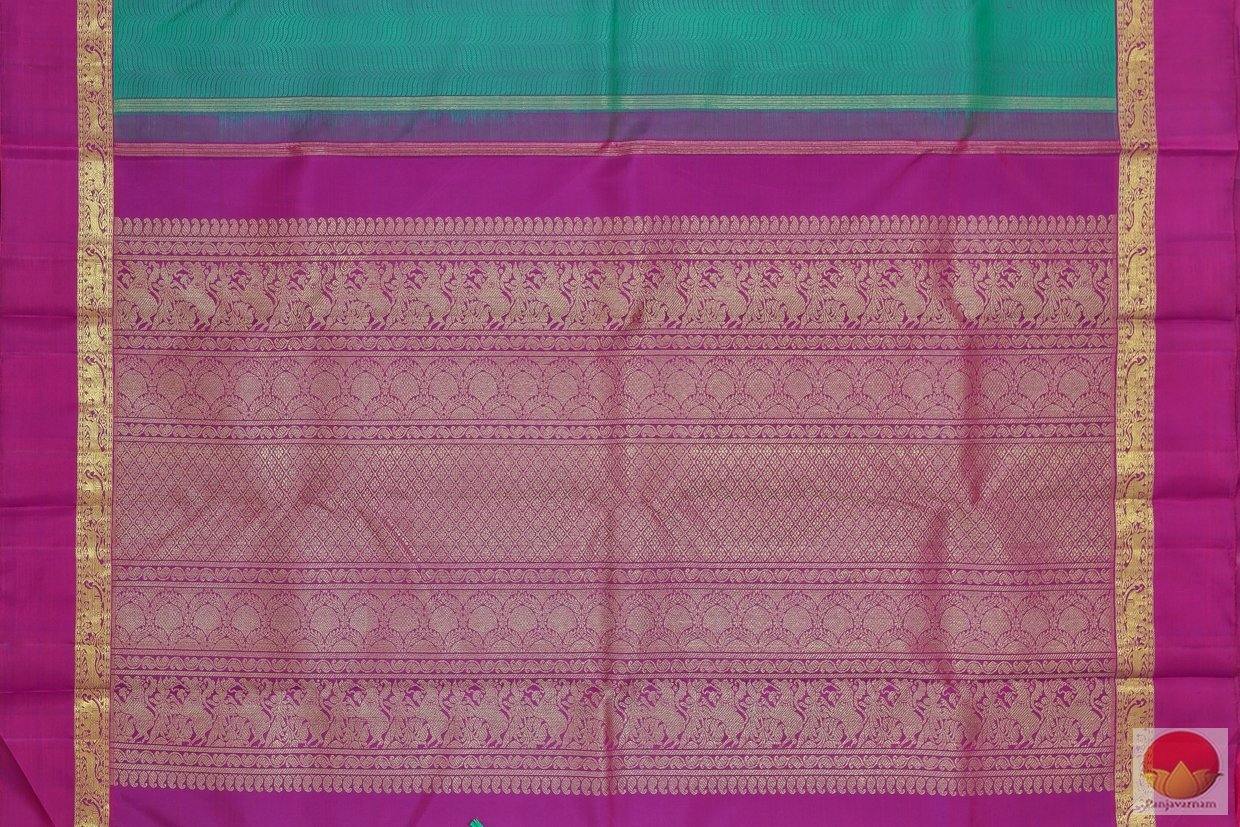 Jade Green & Magenta - Kanchipuram Silk Saree - Handwoven Pure Silk - Pure Zari - PV G 4117 - Archives - Silk Sari - Panjavarnam