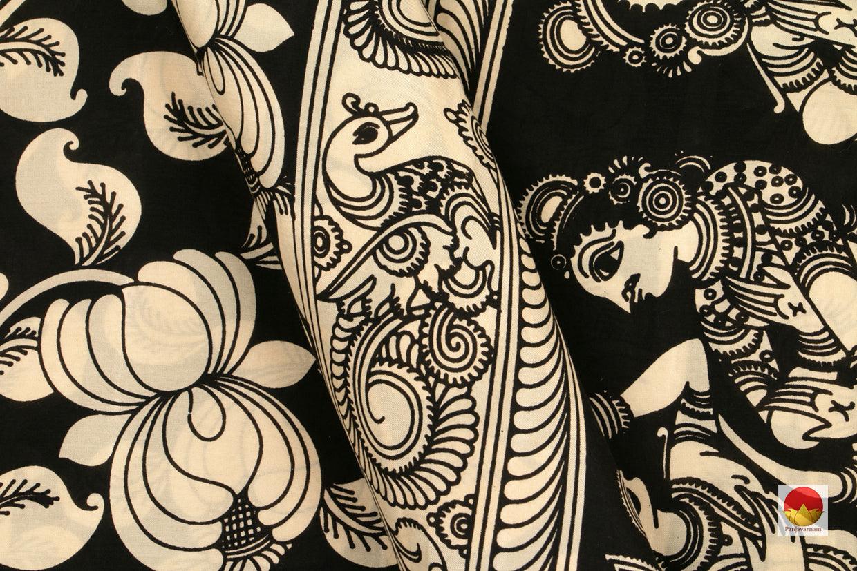 Kalamkari Silk Saree - Handpainted - Monochrome - Organic Dyes - PKM 505 - Archives - Kalamkari Silk - Panjavarnam