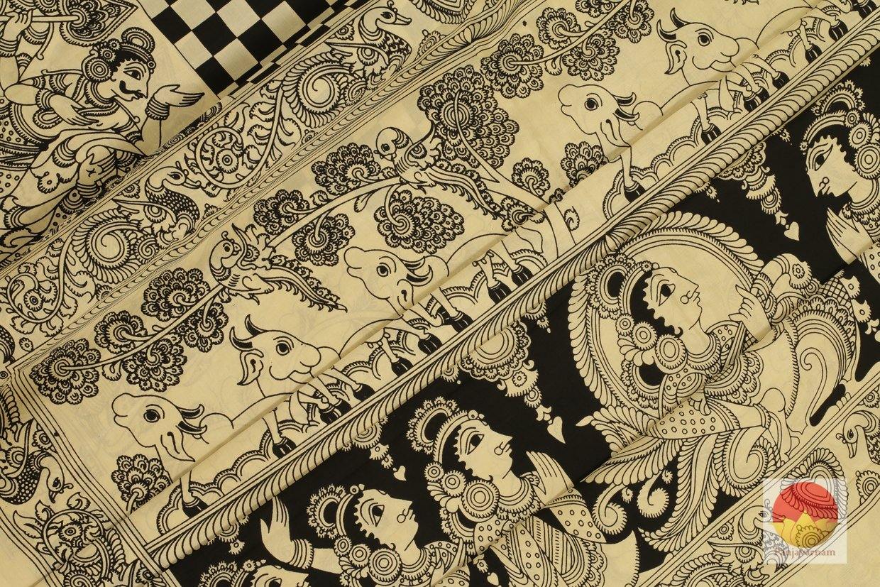 Kalamkari Silk Saree - Handpainted - Organic Dyes - PKM 342 - Archives - Kalamkari Silk - Panjavarnam