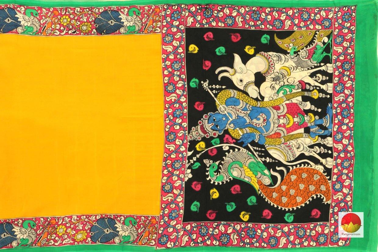 Kalamkari Silk Saree - Handpainted - Organic Dyes - PKM 354 - Archives - Kalamkari Silk - Panjavarnam
