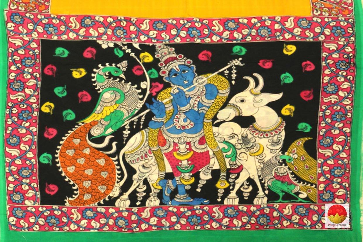Kalamkari Silk Saree - Handpainted - Organic Dyes - PKM 354 - Archives - Kalamkari Silk - Panjavarnam