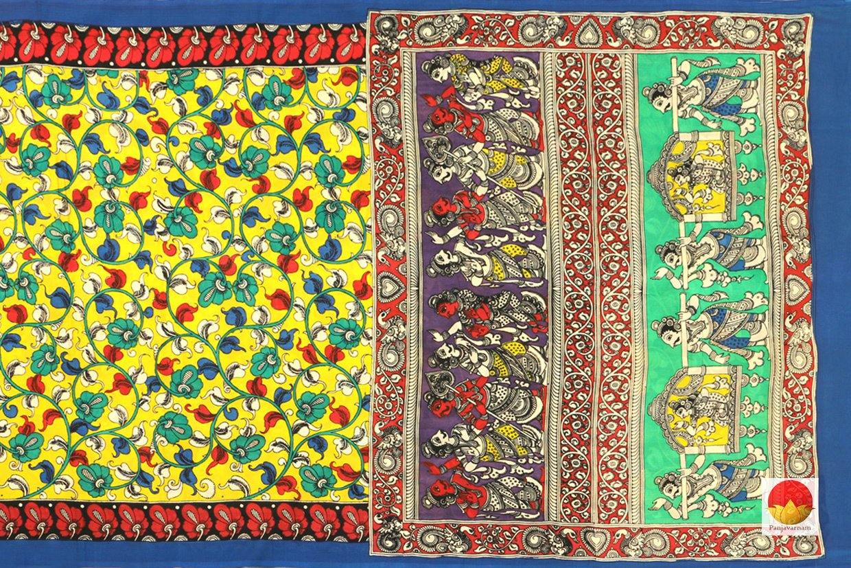 Kalamkari Silk Saree - Handpainted - Organic Dyes - PKM 355 - Archives - Kalamkari Silk - Panjavarnam