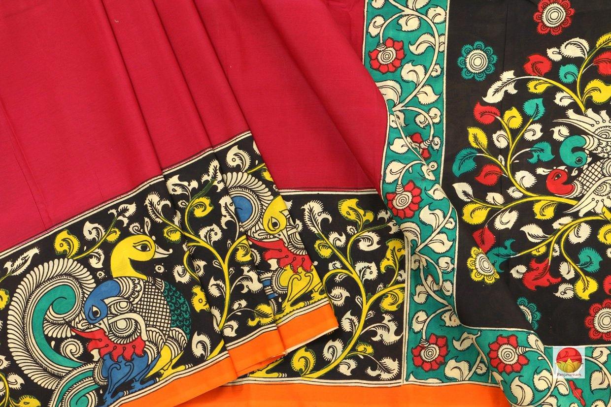 Kalamkari Silk Saree - Handpainted - Organic Dyes - PKM 424 - Archives - Kalamkari Silk - Panjavarnam