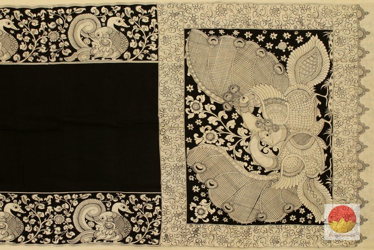 Kalamkari Silk Saree - Handpainted Pen Kalamkari - Organic Dyes - PKM 344 - Archives - Kalamkari Silk - Panjavarnam