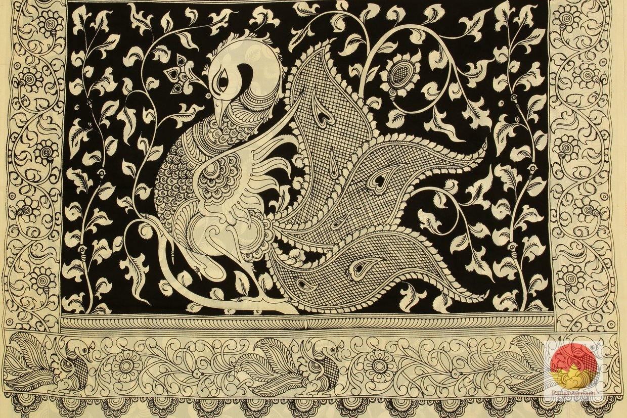 Kalamkari Silk Saree - Handpainted Pen Kalamkari - Organic Dyes - PKM 346 - Archives - Kalamkari Silk - Panjavarnam