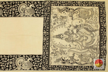 Kalamkari Silk Saree - Handpainted Pen Kalamkari - Organic Dyes - PKM 347- Archives - Kalamkari Silk - Panjavarnam