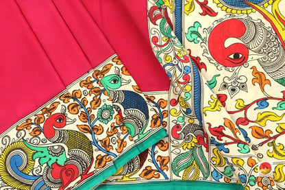 Kalamkari Silk Saree - Handpainted Saree - Organic Dyes - PKM 425 - Archives - Kalamkari Silk - Panjavarnam
