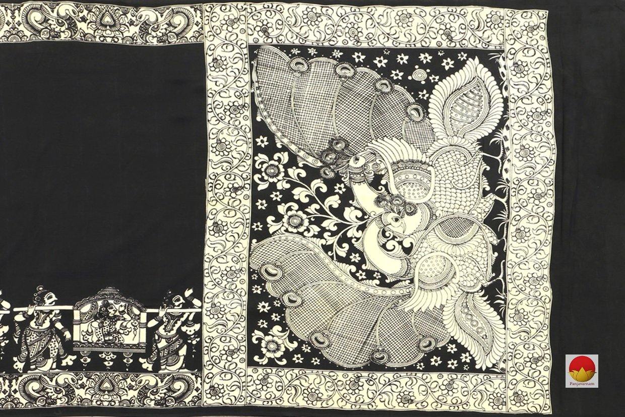 Kalamkari Silk Saree - Handpainted Silk - Organic Monochrome Dyes - PKM 423 - Archives - Kalamkari Silk - Panjavarnam