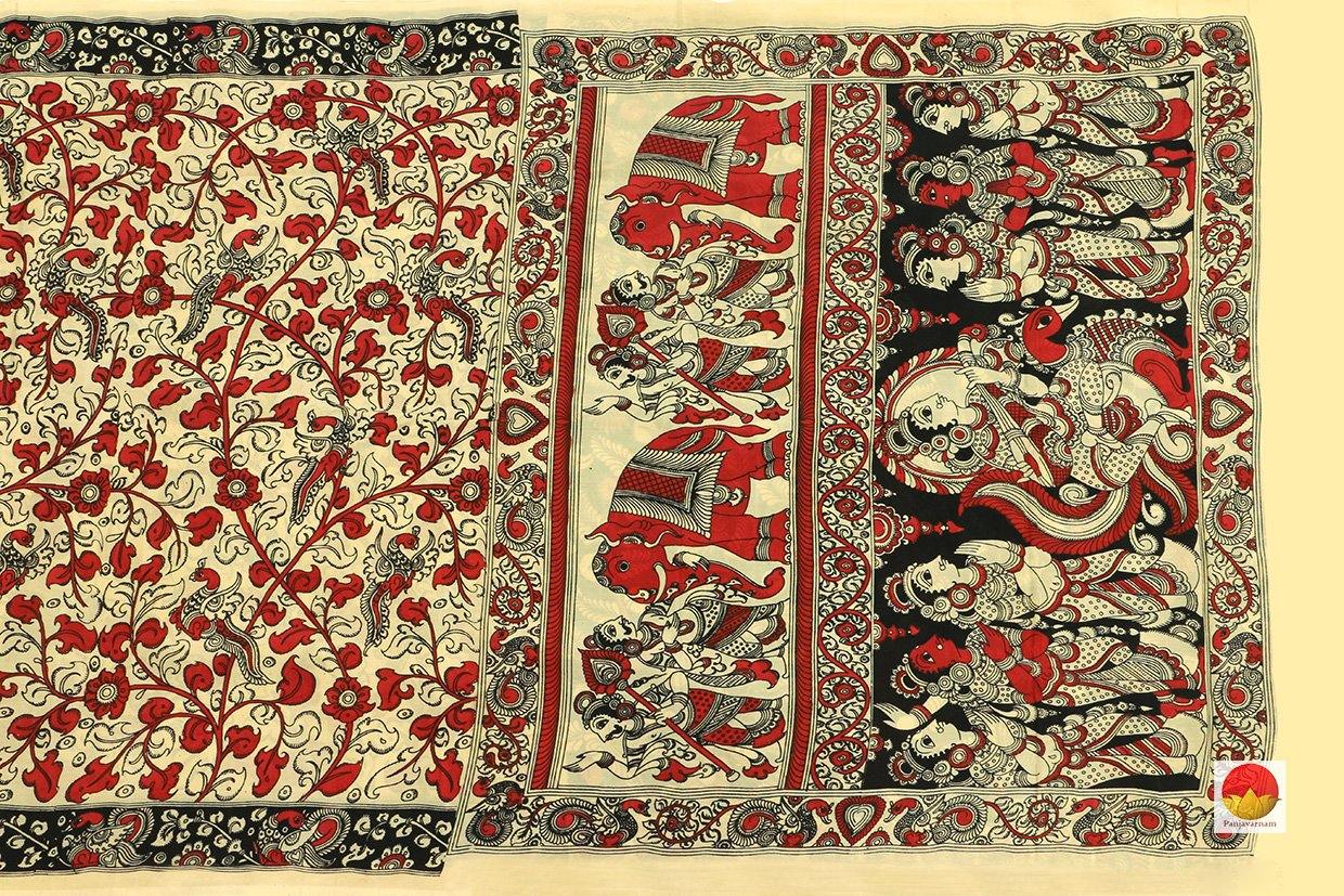 Kalamkari Silk Saree - Handpainted Silk Saree - Organic Dyes - PKM 430 - Archives - - Panjavarnam