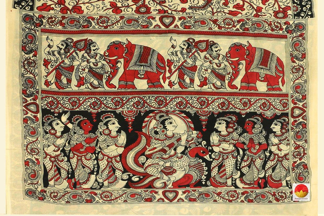 Kalamkari Silk Saree - Handpainted Silk Saree - Organic Dyes - PKM 430 - Archives - - Panjavarnam