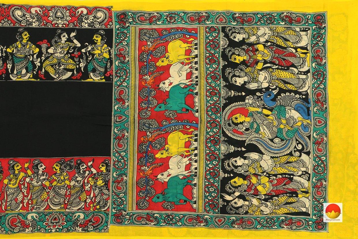 Kalamkari Silk Saree - Handpainted Silk Saree - Organic Dyes - PKM 431 - Archives - Kalamkari Silk - Panjavarnam