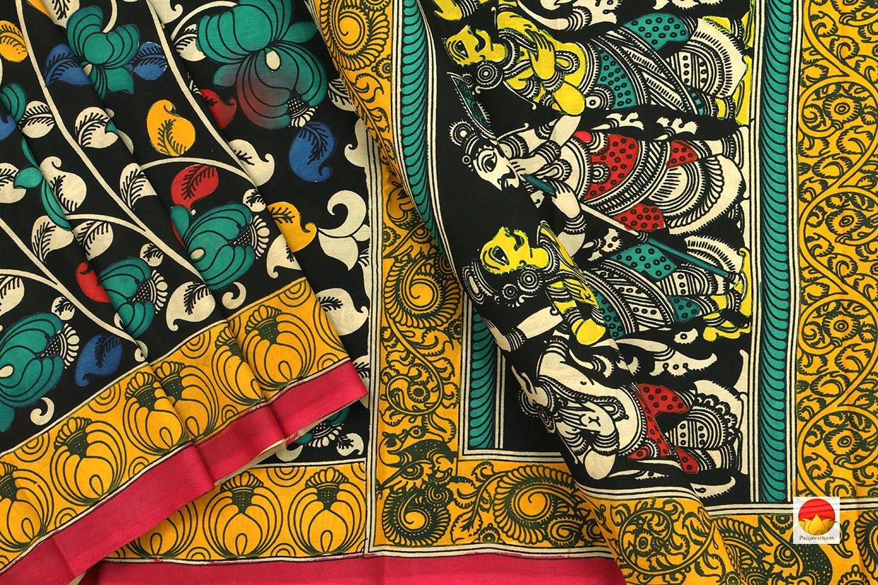 Kalamkari Silk Saree - Handpainted Silk Saree - Organic Dyes - PKM 432 - Archives - Kalamkari Silk - Panjavarnam