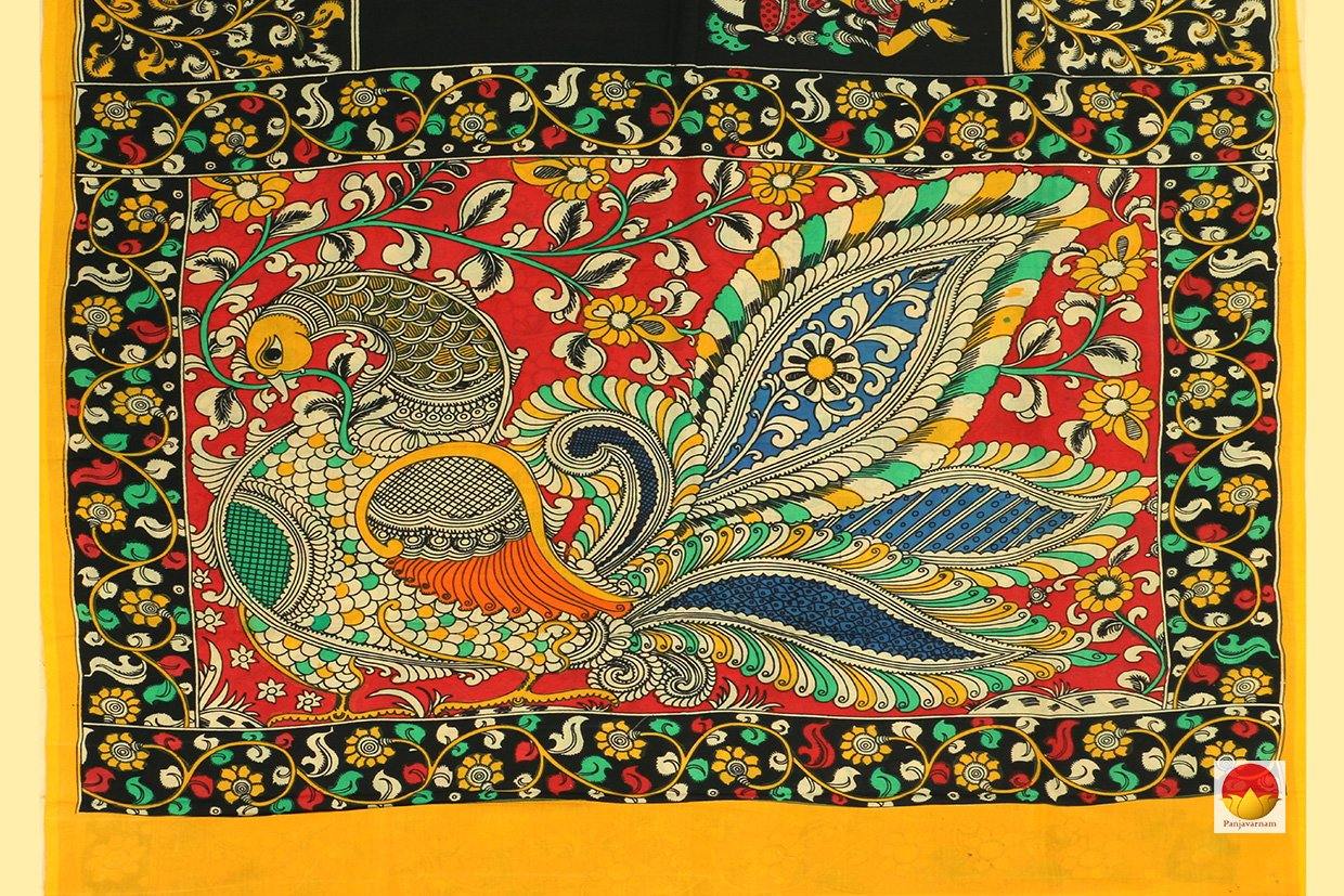Kalamkari Silk Saree - Handpainted Silk Saree - Organic Dyes - PKM 433 - Archives - Kalamkari Silk - Panjavarnam
