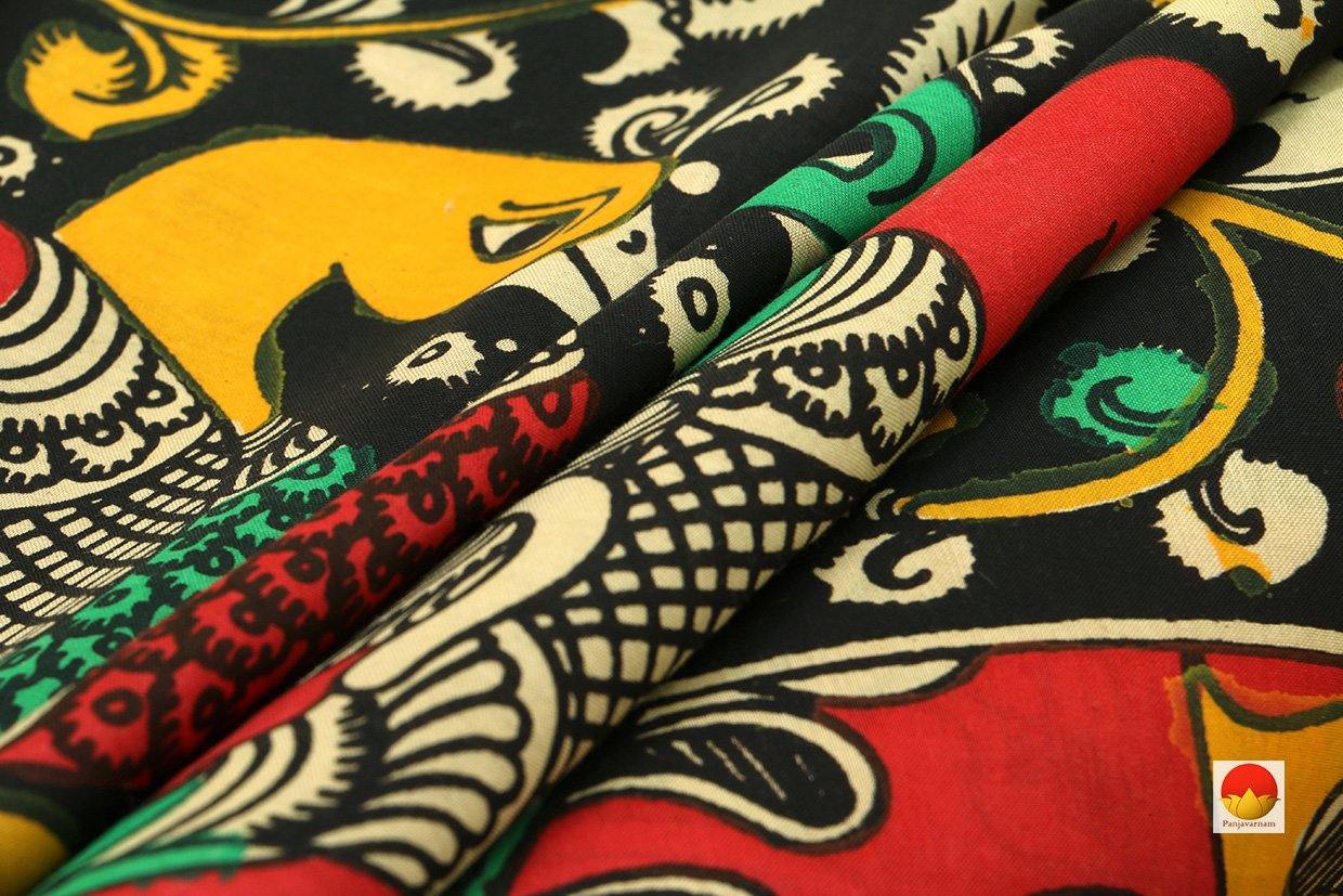 Kalamkari Silk Saree - Handpainted Silk Saree - Organic Dyes - PKM 433 - Archives - Kalamkari Silk - Panjavarnam