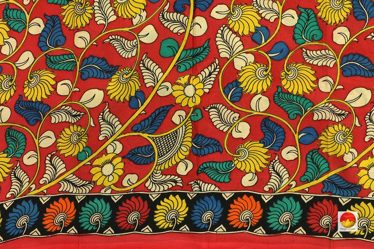 Kalamkari Silk Saree - Handpainted Silk Saree - Organic Dyes - PKM 436 - Archives - Kalamkari Silk - Panjavarnam