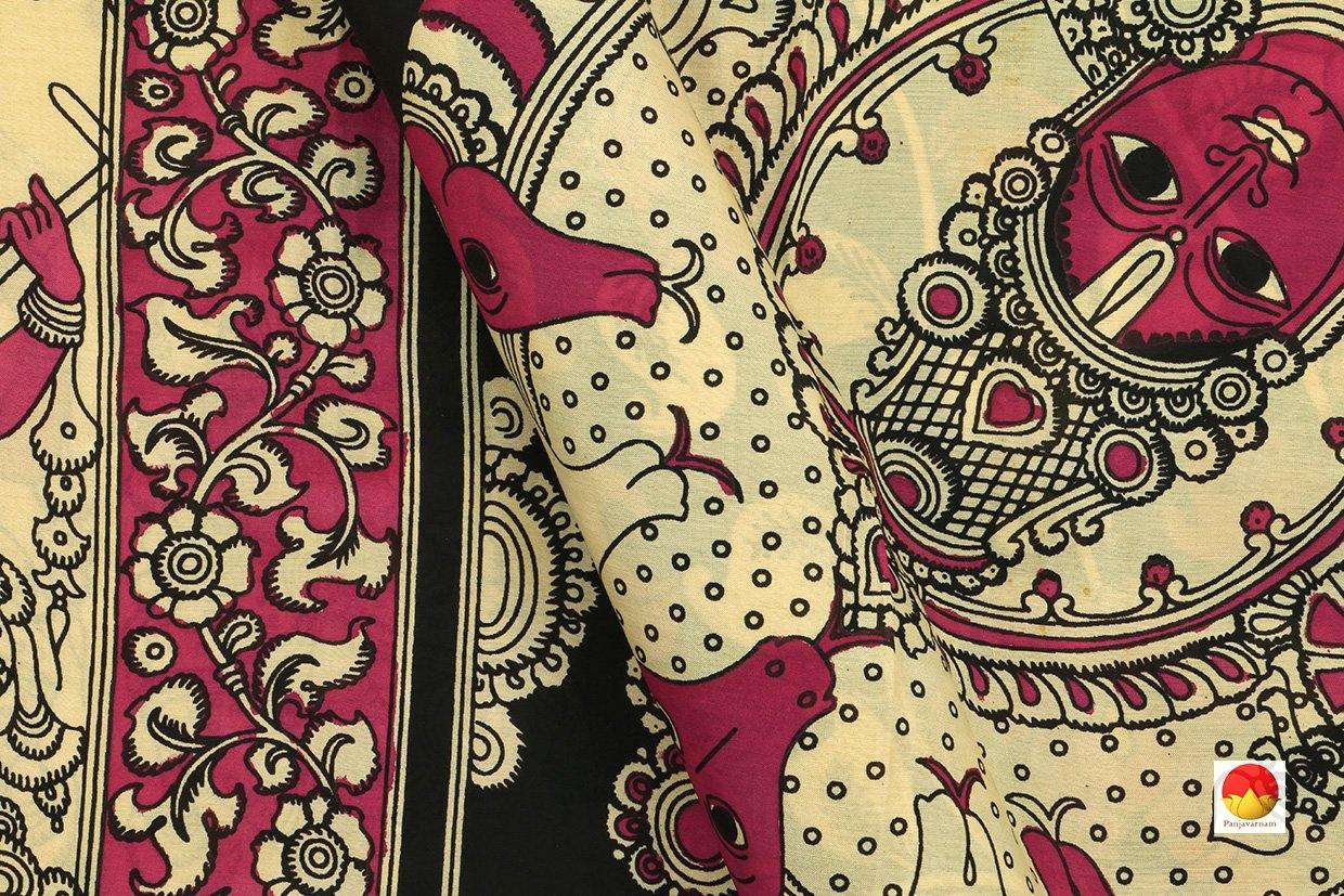 Kalamkari Silk Saree - Handpainted Silk Saree - Organic Dyes - PKM 437 - Archives - Kalamkari Silk - Panjavarnam