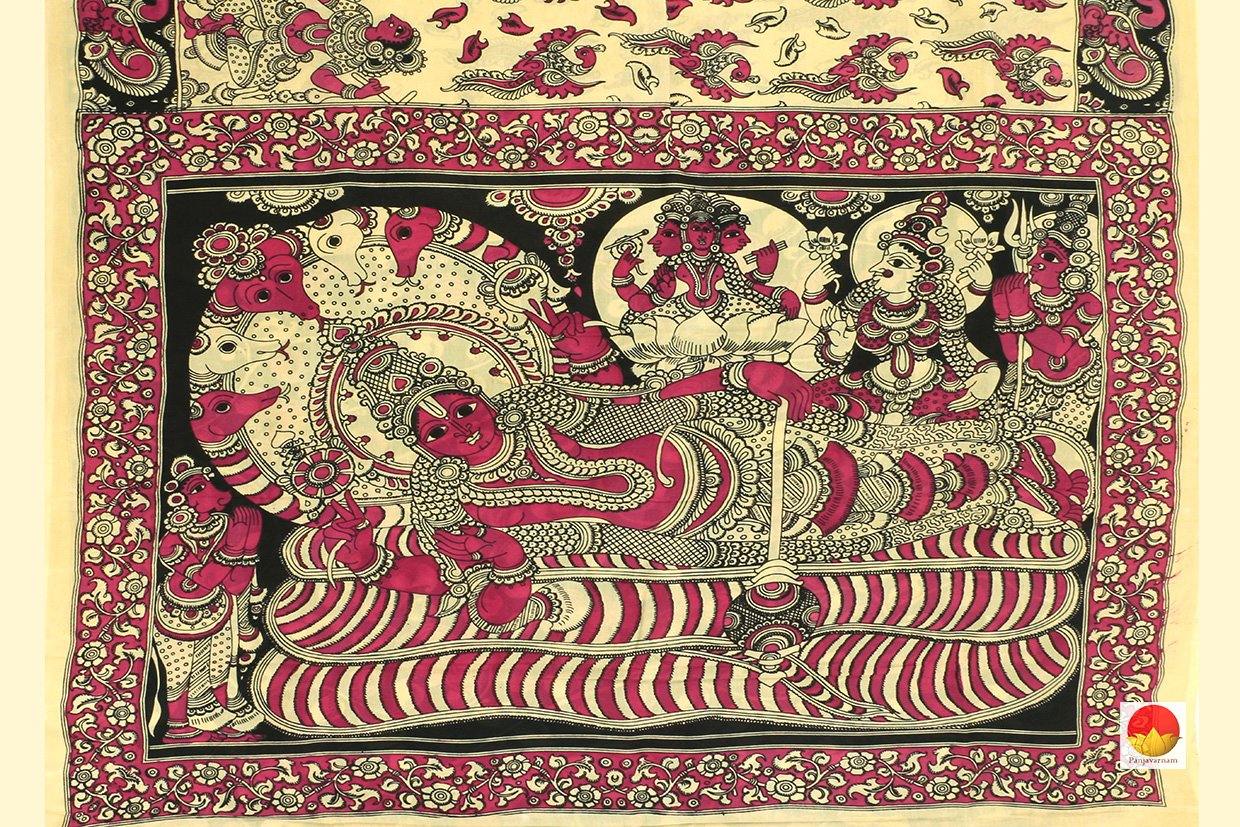 Kalamkari Silk Saree - Handpainted Silk Saree - Organic Dyes - PKM 437 - Archives - Kalamkari Silk - Panjavarnam