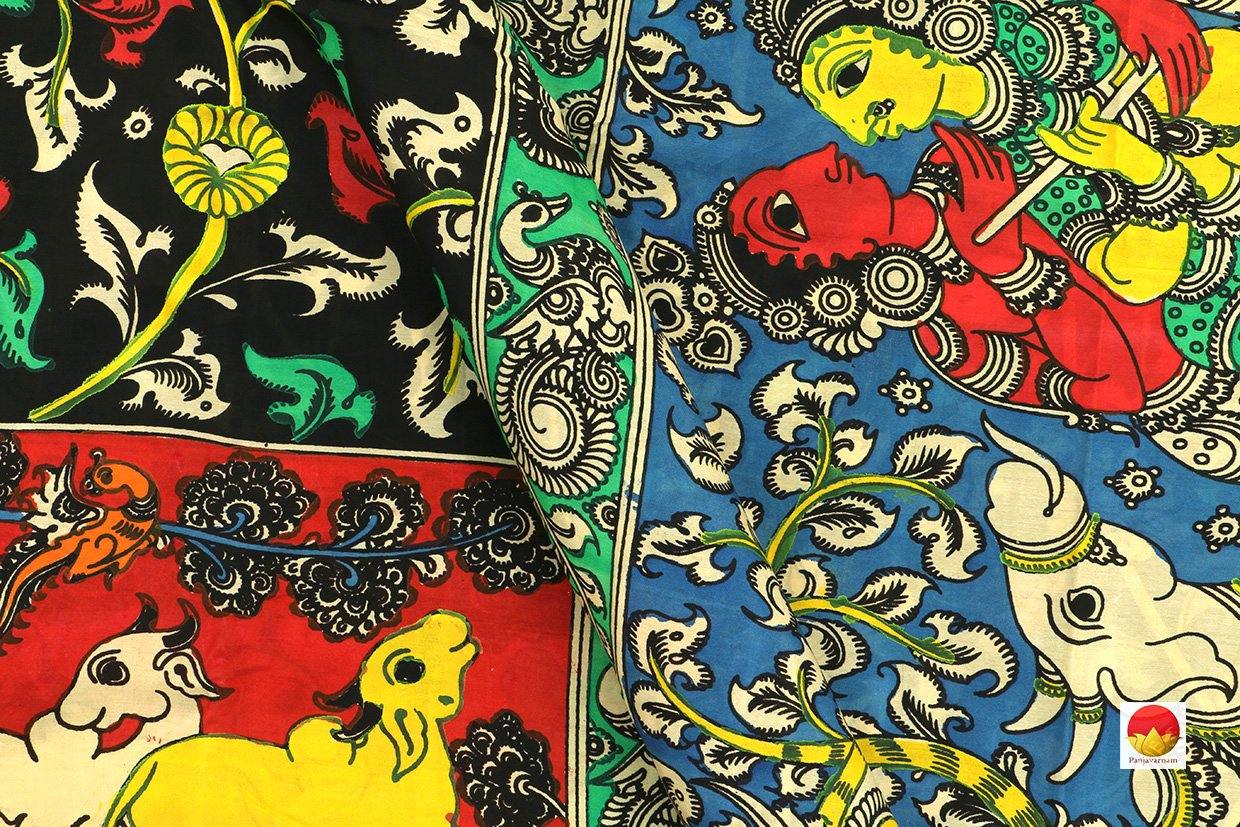 Kalamkari Silk Saree - Handpainted Silk Saree - Organic Dyes - PKM 438 - Archives - Kalamkari Silk - Panjavarnam