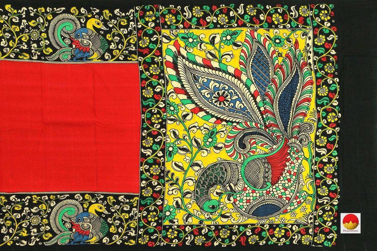 Kalamkari Silk Saree - Handpainted Silk Saree - Organic Dyes - PKM 439 - Archives - Kalamkari Silk - Panjavarnam