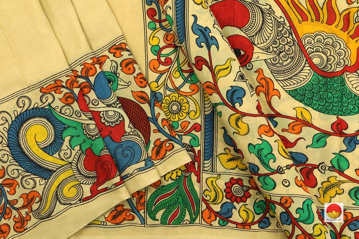 Kalamkari Silk Saree - Handpainted Silk Saree - Organic Dyes - PKM 440 - Archives - Kalamkari Silk - Panjavarnam
