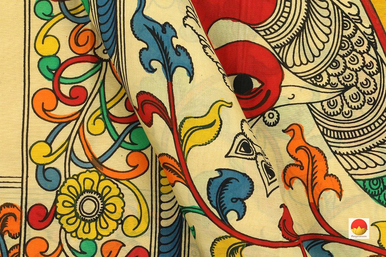 Kalamkari Silk Saree - Handpainted Silk Saree - Organic Dyes - PKM 440 - Archives - Kalamkari Silk - Panjavarnam