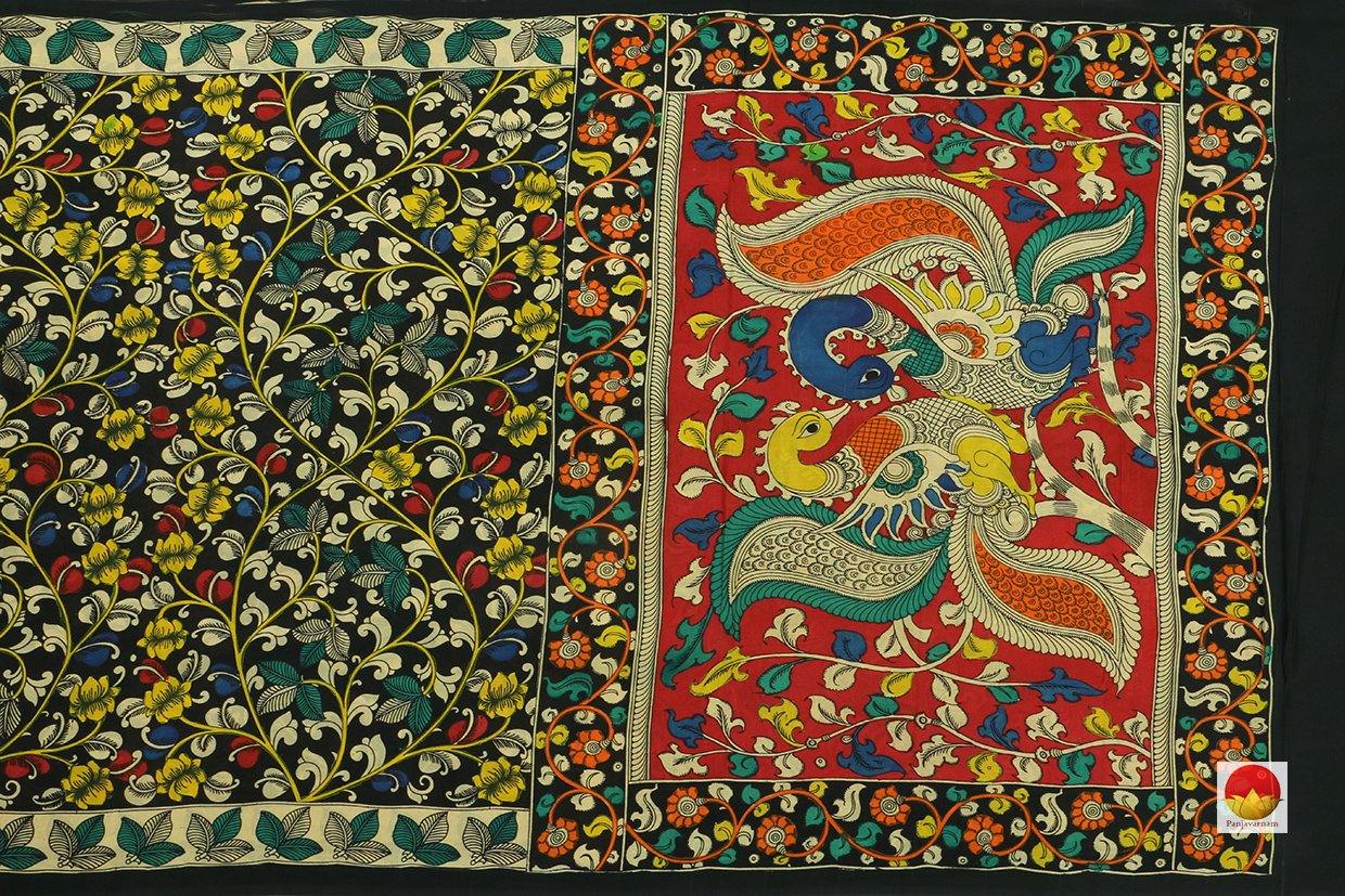 Kalamkari Silk Saree - Handpainted Silk Saree - Organic Dyes - PKM 444 - Archives - Kalamkari Silk - Panjavarnam