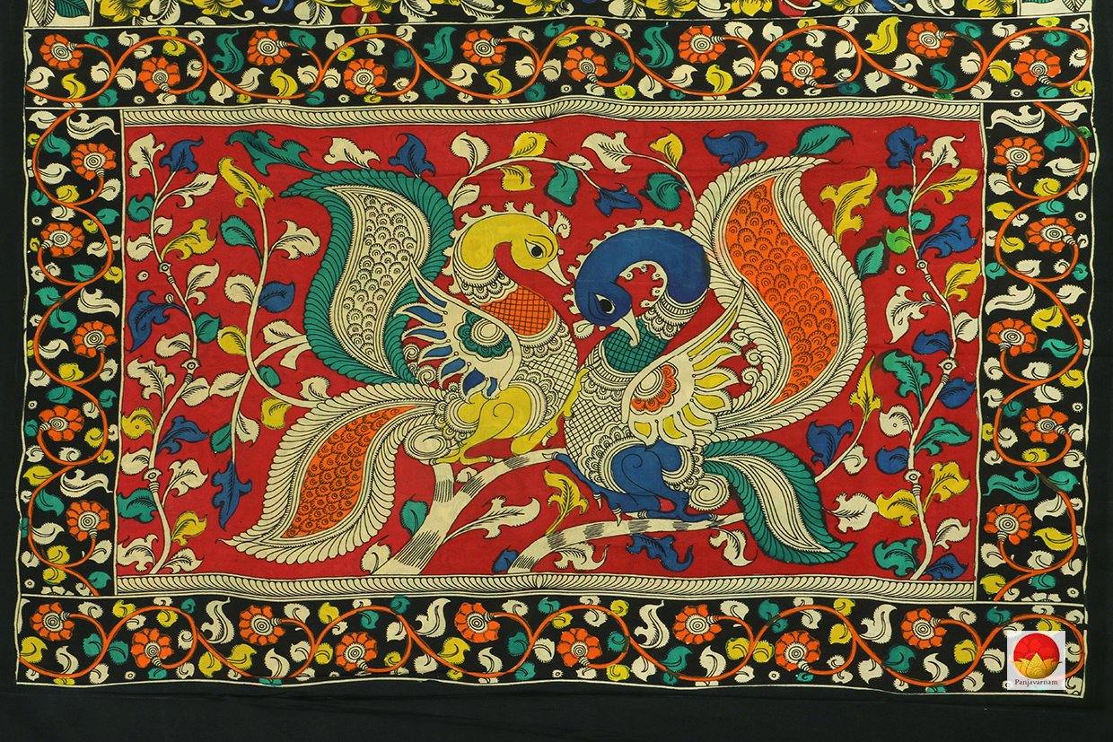 Kalamkari Silk Saree - Handpainted Silk Saree - Organic Dyes - PKM 444 - Archives - Kalamkari Silk - Panjavarnam