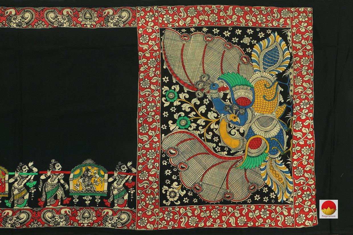 Kalamkari Silk Saree - Handpainted Silk Saree - Organic Dyes - PKM 448 - Archives - Kalamkari Silk - Panjavarnam